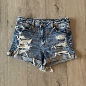 American Eagle Distressed Denim Crossover Shorts